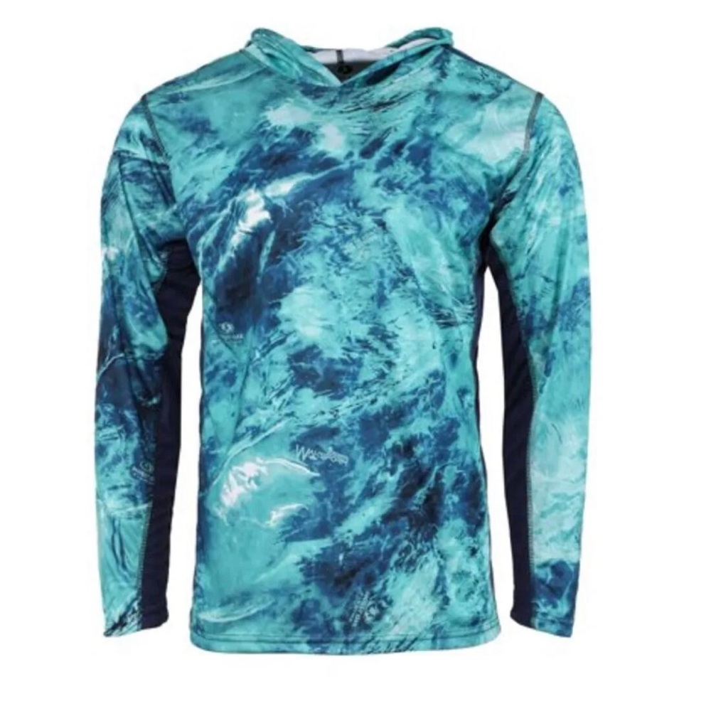Mossy Oak NEW Mens Long Sleeve Poly Hoodie Wakeform Equator/Classic Blue